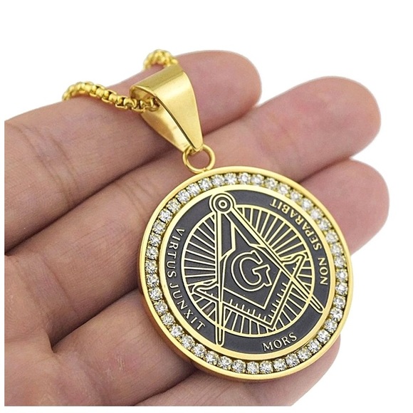 Mason Pendant Masonic Gold Tone24” Stainless Steel - Picture 5 of 5